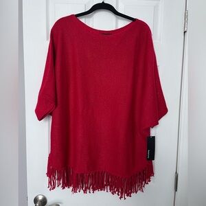 Red Sparkle Fringe Sweater NWT